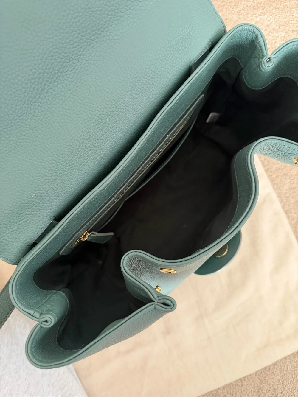 Polène Numero Un - Agave - Green Leather Top-Handle Bag